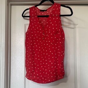 Red Sleeveless Top with Floral Print